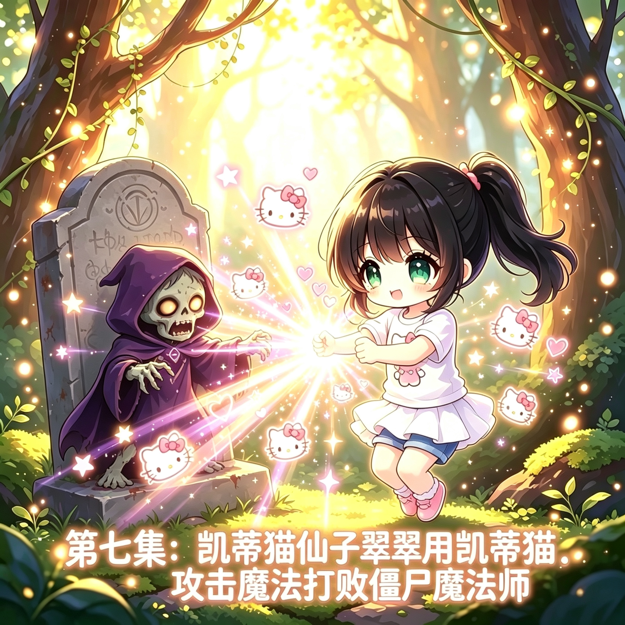 凯蒂猫仙子翠翠用凯蒂猫攻击魔法打败僵尸魔法师封面